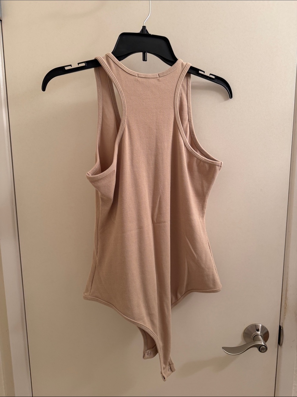 ReoRia Beige Ribbed Button-Front Tank Bodysuit - Picture 5 of 9